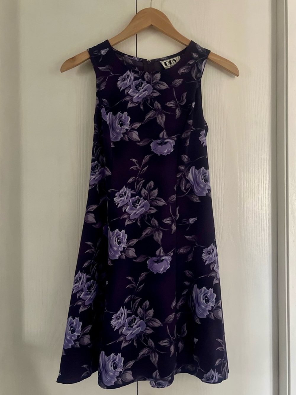 DBY Sleeveless Purple Floral A-Line Dress